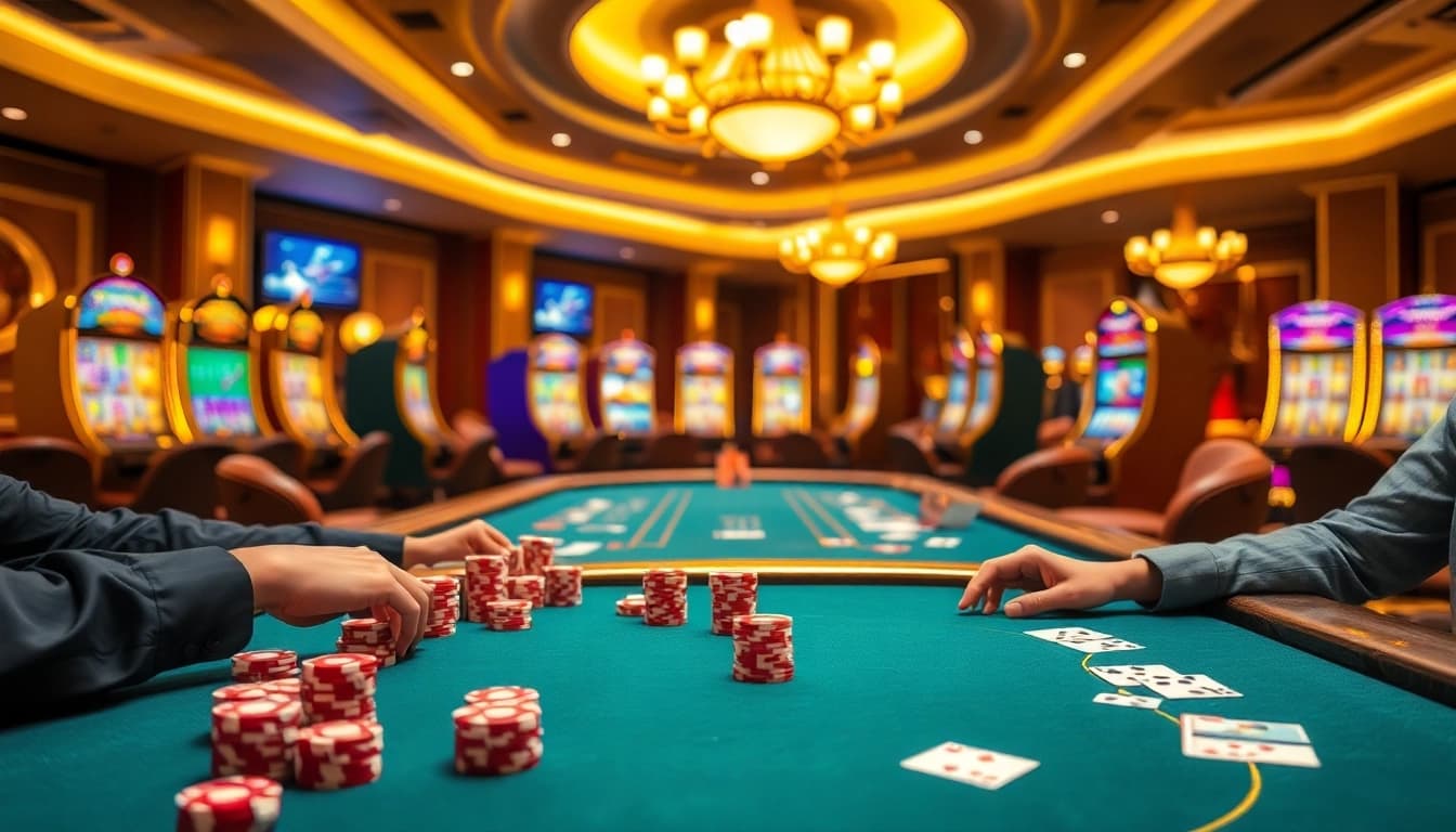 Engage in thrilling gameplay with PG Soft slots and poker at a vibrant casino.