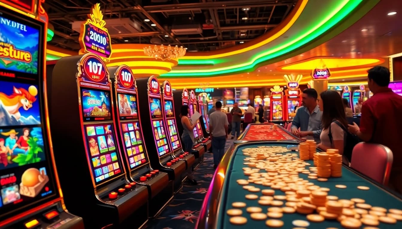 Experience the excitement of Online slots Uk featuring vibrant gaming machines and a dynamic atmosphere.