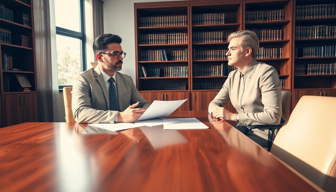 Engaging discussion with a Personal Injury Lawyer in Grand Junction guiding a client through legal documents.