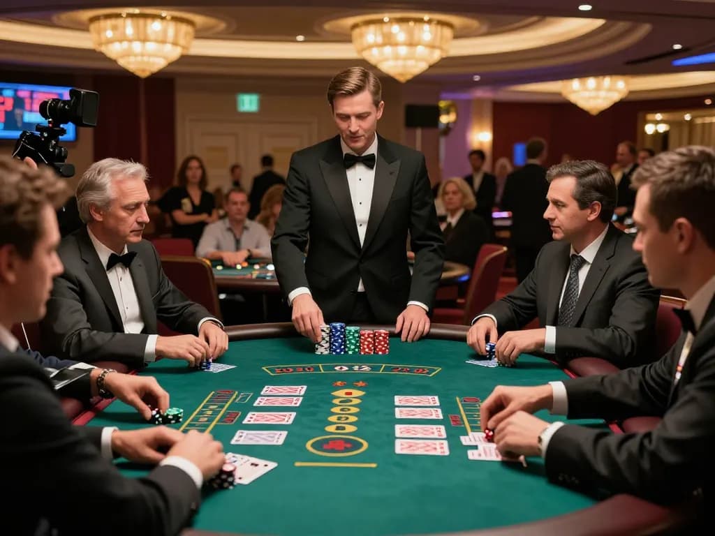 Pemain menikmati permainan blackjack yang mendebarkan di kasino Hoki77, memperlihatkan taruhan strategis dan momen kemenangan.