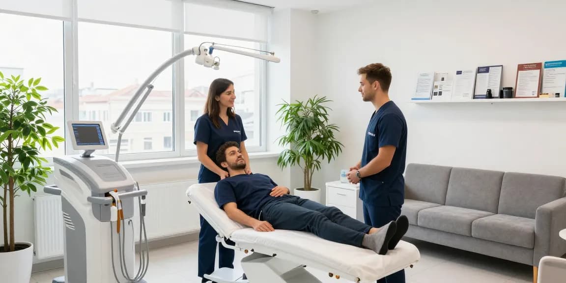 Hair transplant Istanbul: Professional consultation in a modern health clinic focused on patient care.
