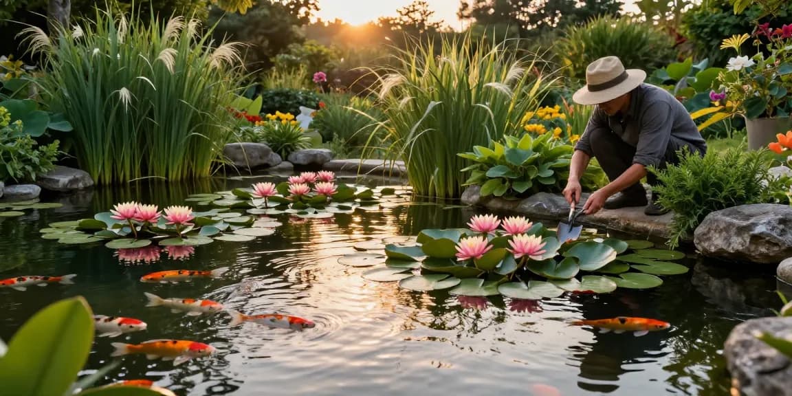 Buy Water Lilies blooming in a serene garden pond, vibrant colors and lush surroundings.