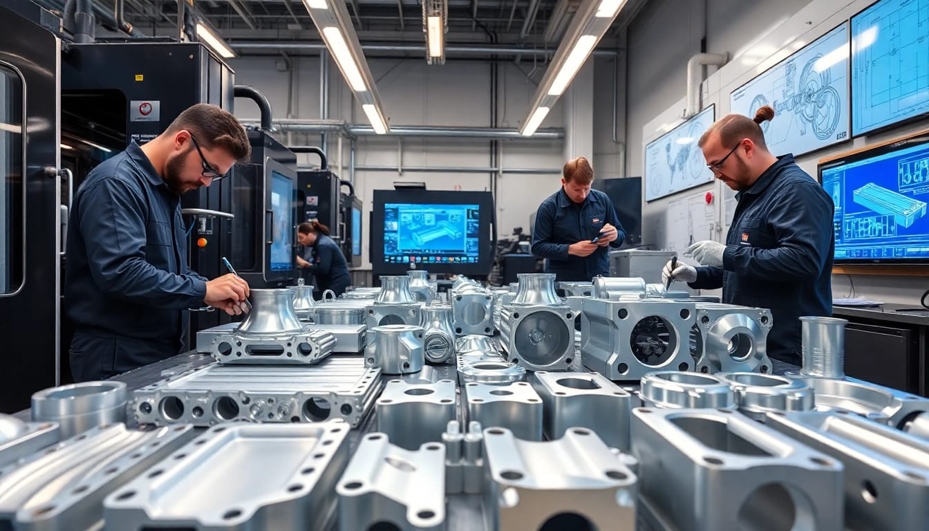 Crafting aluminum prototypes with skilled technicians in a bright, modern workshop.