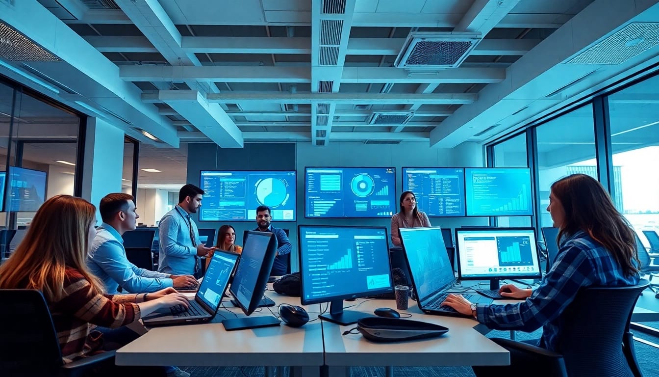 Professional IT Support Tampa team collaborating in a modern office environment with advanced technology.