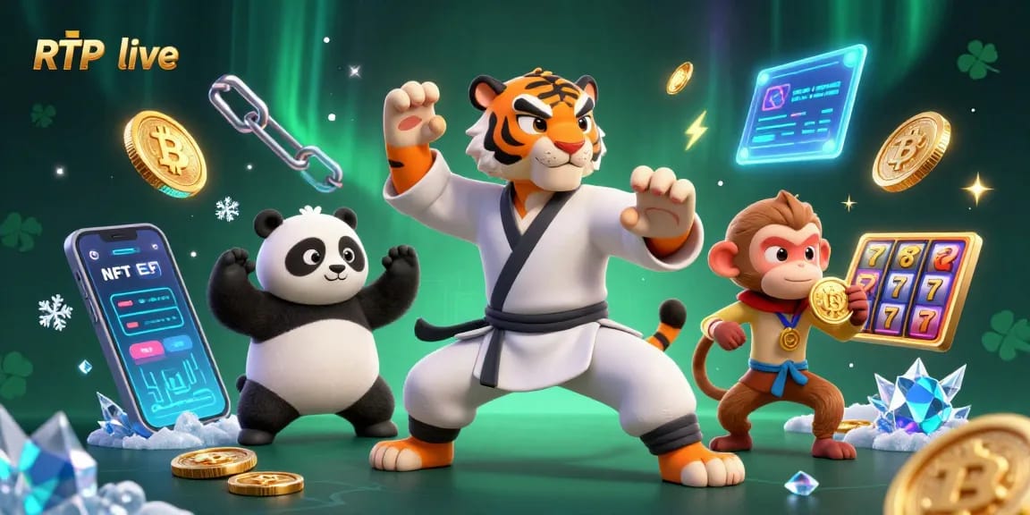 Engaging RTP live slot visualization featuring cartoon characters with crypto coins and slot elements.