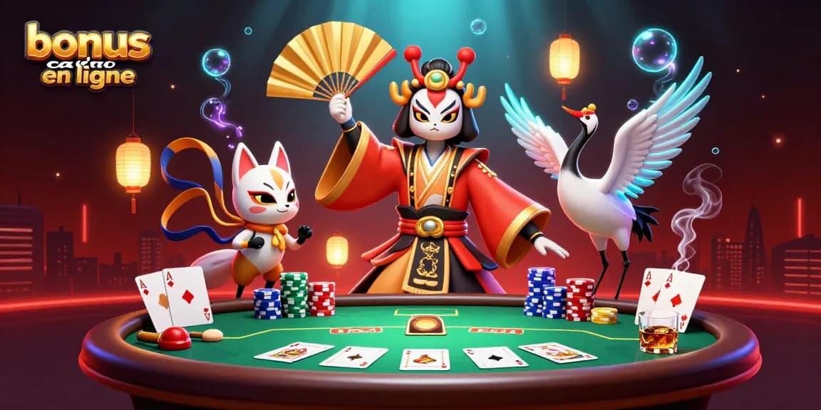 Jouer pour gagner des bonus casino en ligne avec des guerriers kabuki et des éléments de poker dynamiques.
