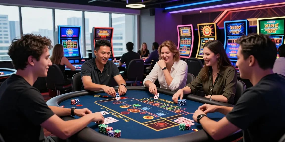 Interactive gaming experience at trang chủ shbet with players enjoying online casino games in a vibrant atmosphere.