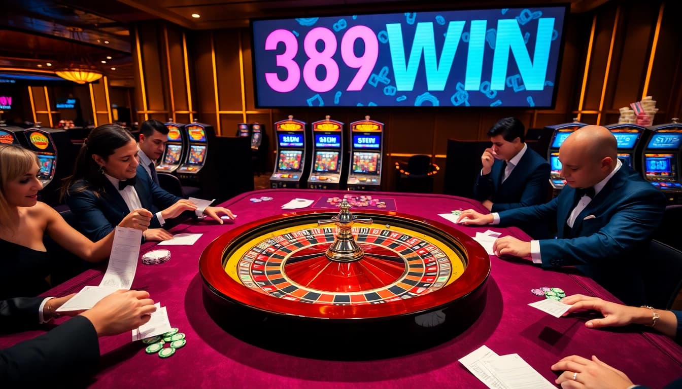 Experience the thrill of winning with 389WIN at this luxurious casino scene.