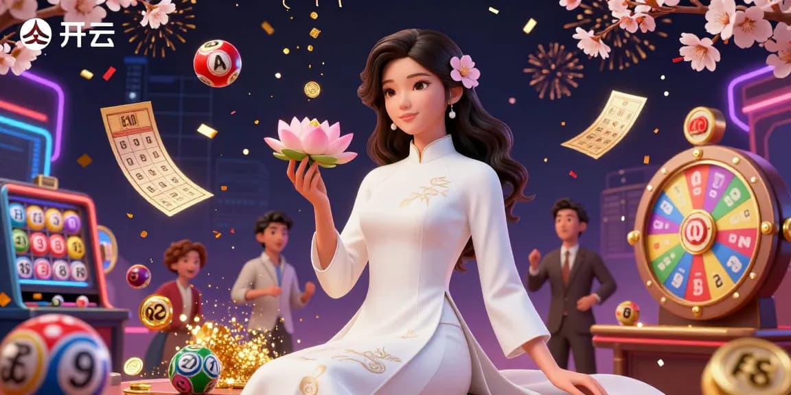 与开云互动,参与一个迷人的赌场场景,展示生动的彩票元素和迷人的亚洲角色。