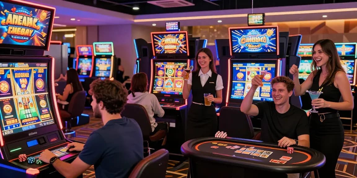Players enjoying slot gacor games in vibrant casino atmosphere.