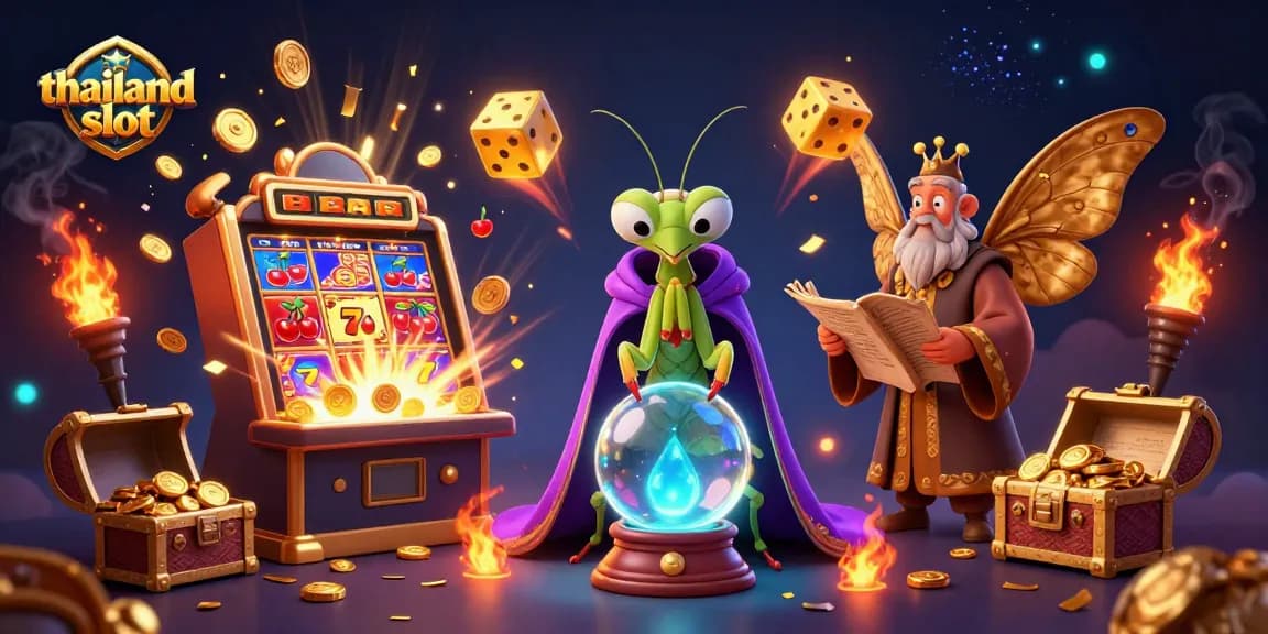 Engage in thrilling thailand slot games with dynamic visuals and interactive characters featured in vibrant casino environment.