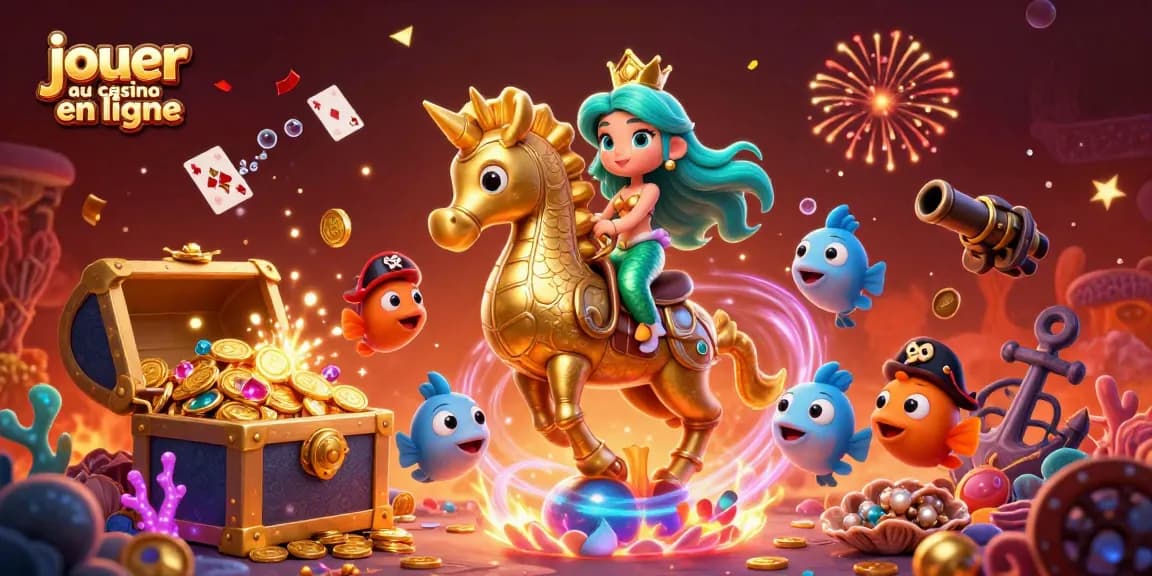 Jouez au casino en ligne avec une illustration captivante de la princesse sirène et de ses amis sous-marins.