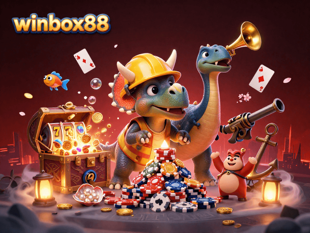Experience the thrill of winbox88 with vibrant casino characters celebrating in an exciting gaming adventure.