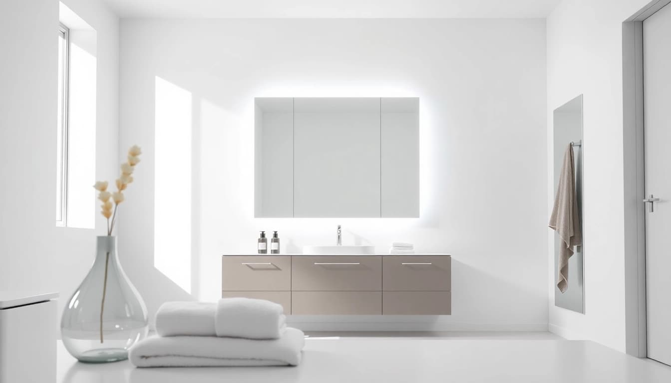 Entdecken Sie sonni Spiegelschrank mit modernem Design und integrierter Beleuchtung für Ihr Badezimmer.