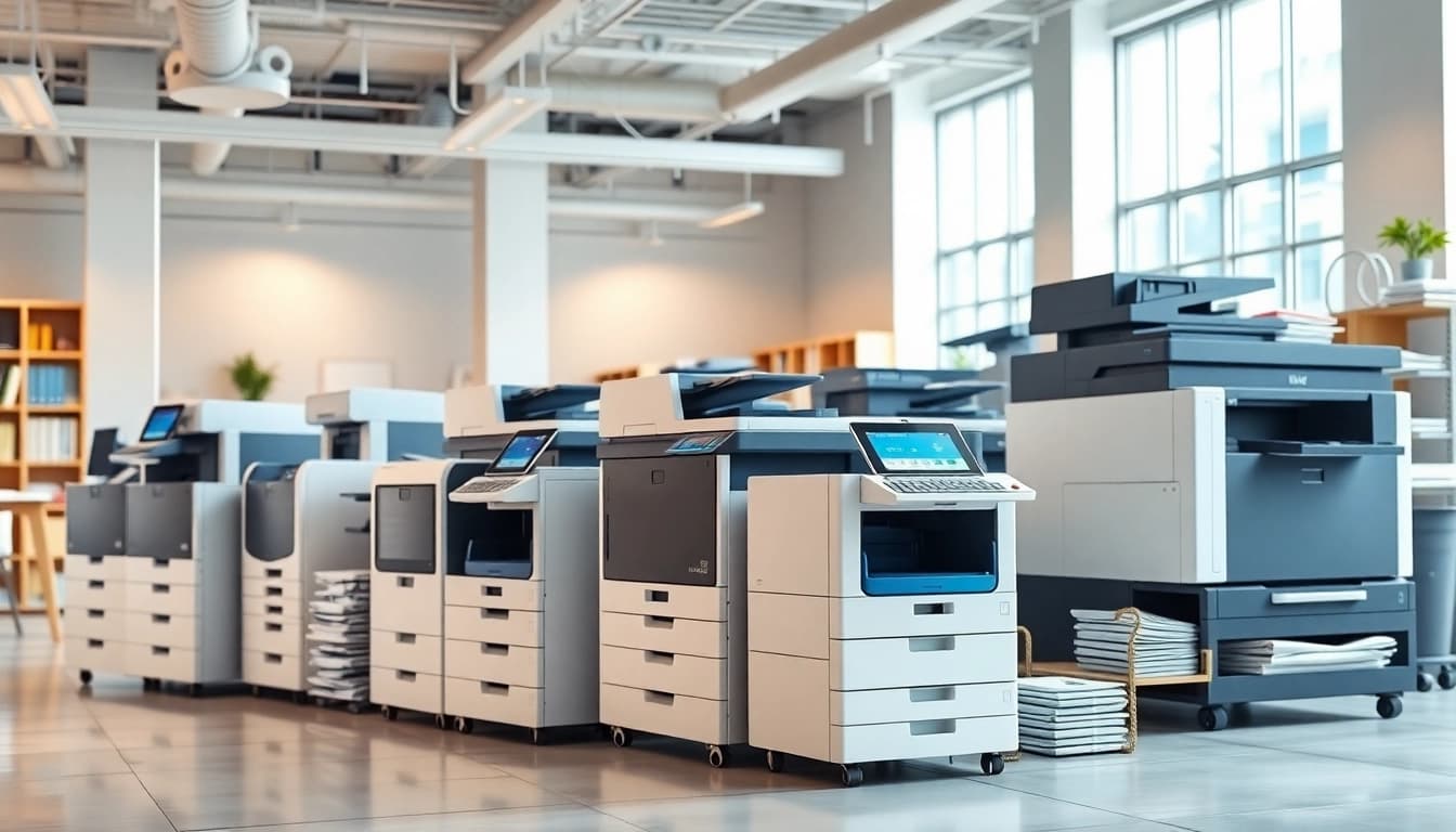 Printers Edmonton Alberta showcased in a modern office setup, highlighting advanced printing technology.