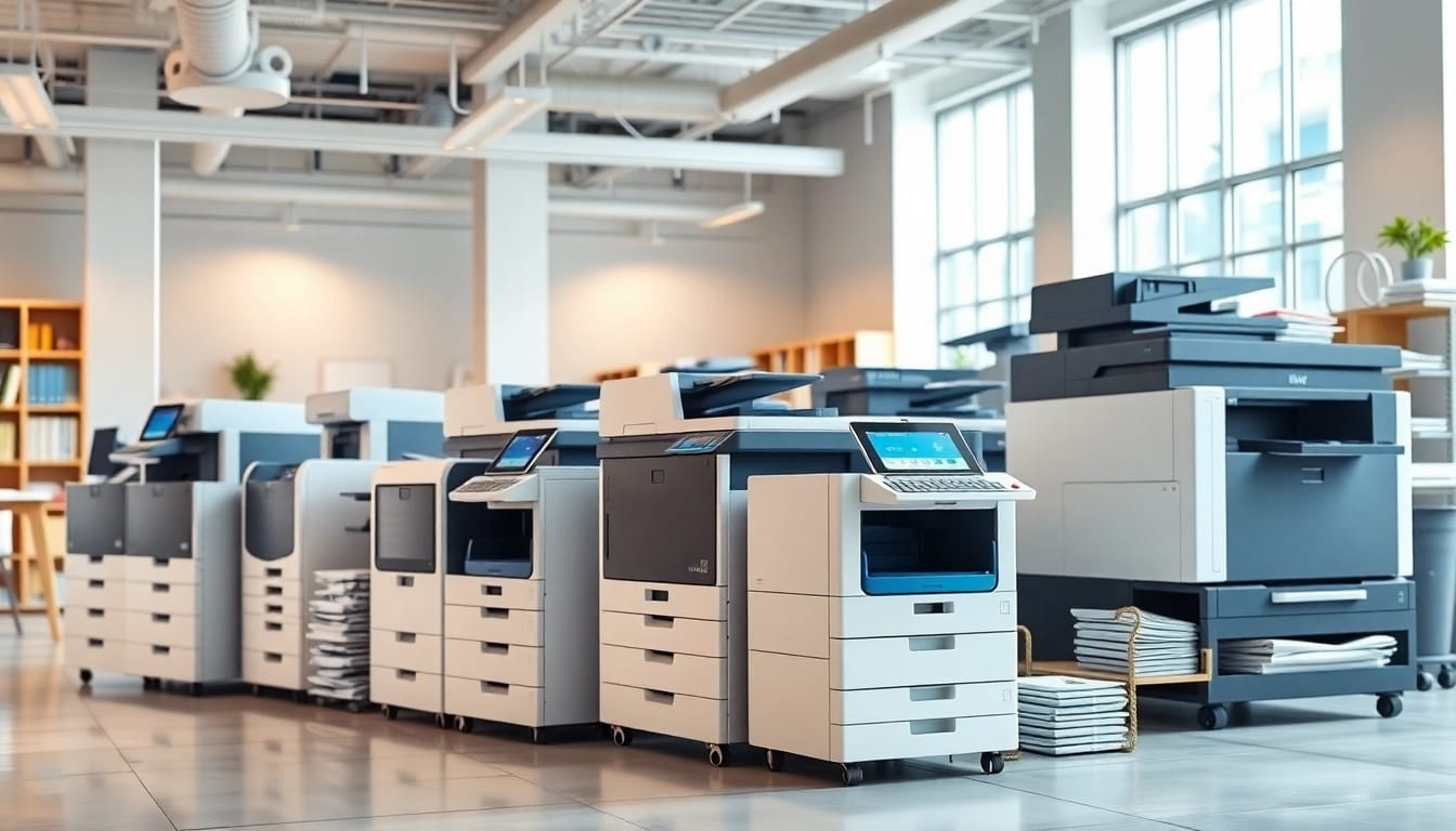 Printers Edmonton Alberta showcased in a modern office setup, highlighting advanced printing technology.