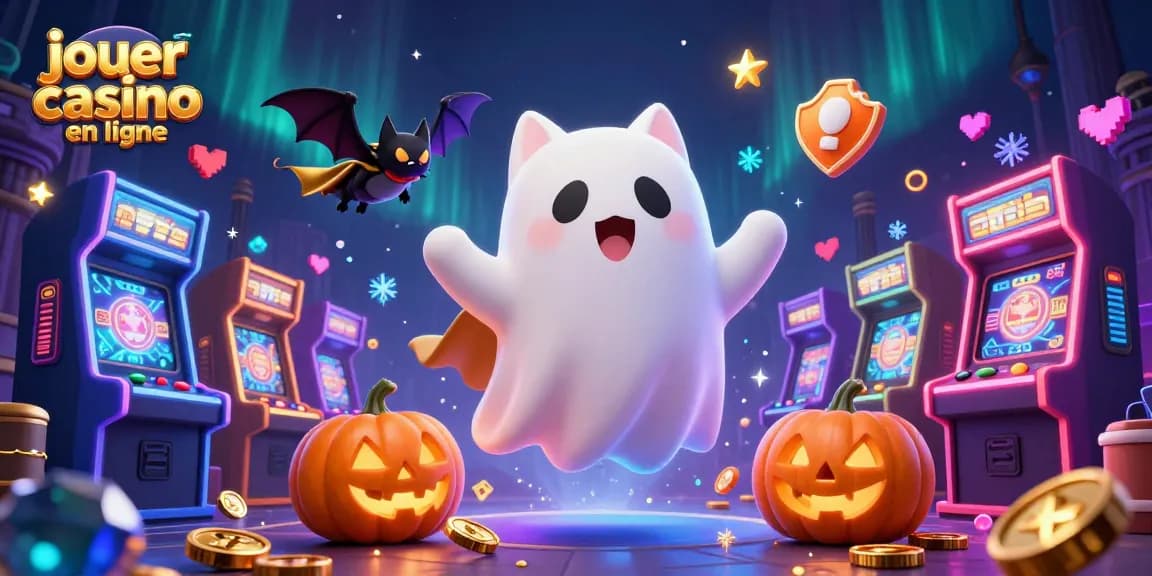 Jouer au casino en ligne avec un chat fantôme et une chauve-souris dans un casino hanté.