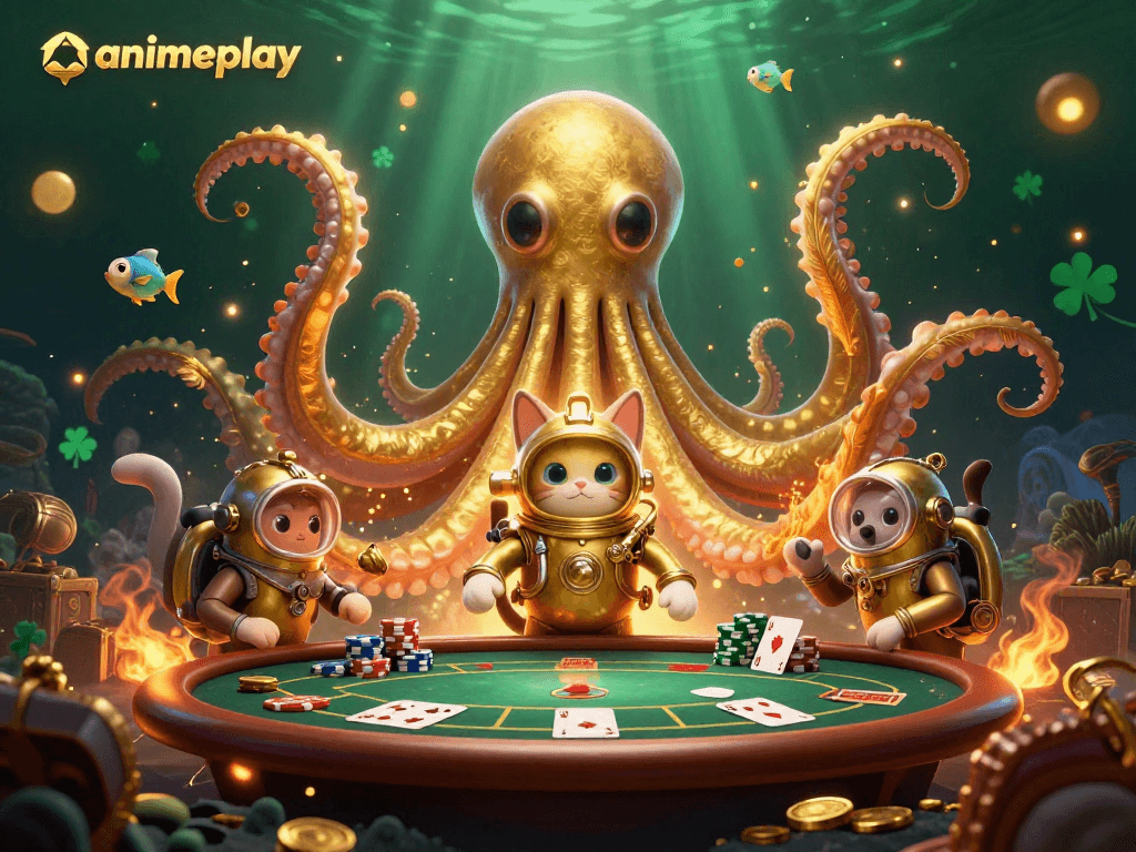 Menggunakan animeplay untuk bermain poker dengan karakter kartun dalam ilustrasi 3D yang menakjubkan