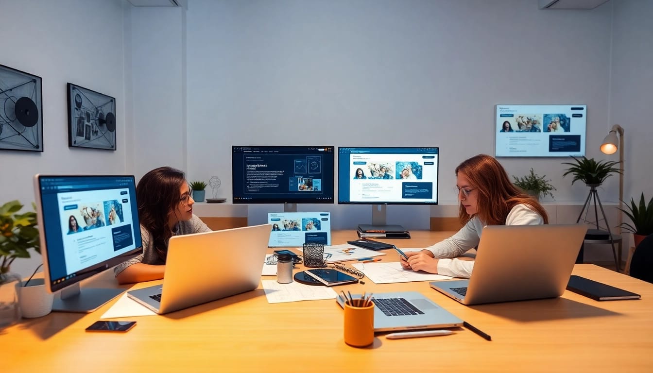 Professional design team collaborating on a project for thiết kế web.