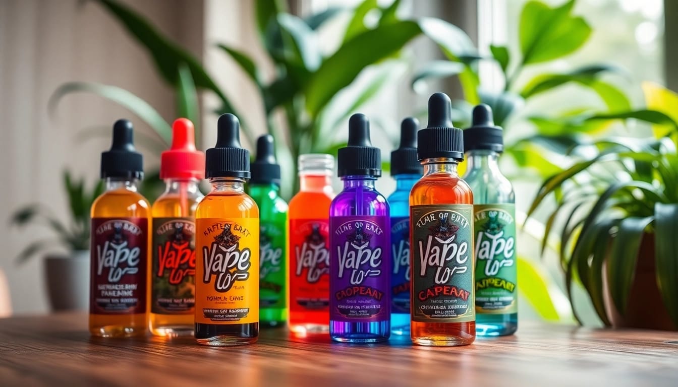 Showcase vibrant vape juice bottles reflecting the Vape Juice Depot's quality and variety.