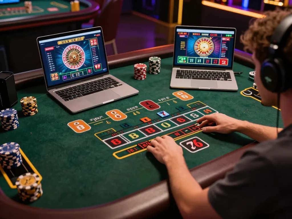 Luck8 player placing strategic bets during an immersive online roulette game.