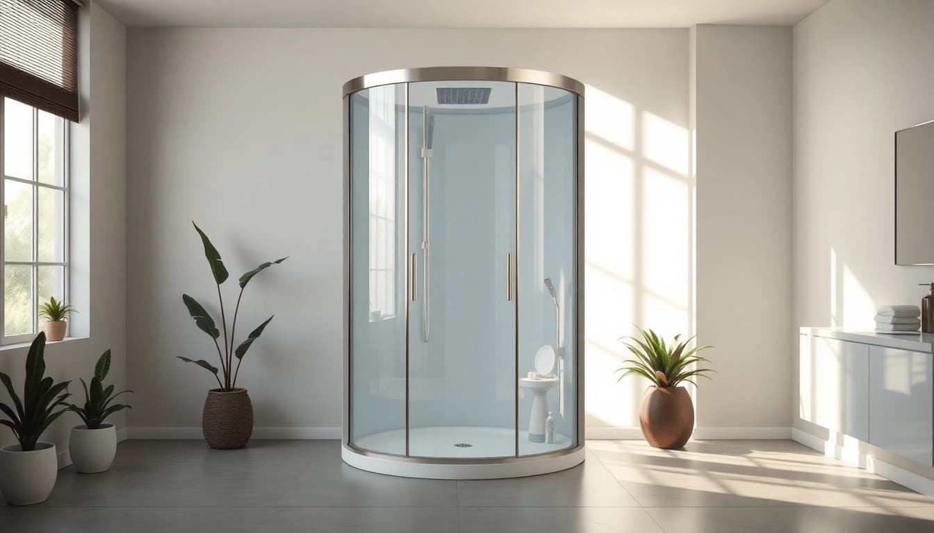 Admirez la cabine de douche sirhona intégrée dans un décor moderne et élégant.