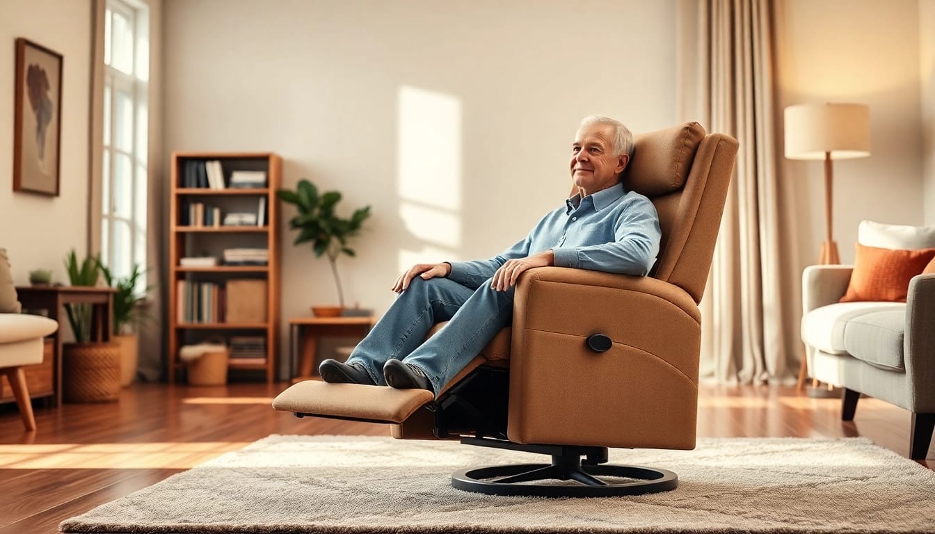 Elevate comfort with a lift chair for tall man in a modern living room.