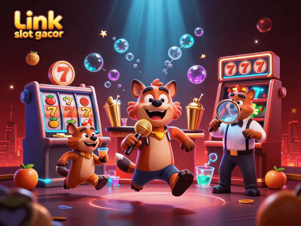 Experience thrilling gaming at link slot gacor with vibrant hyenas in a dynamic comedy casino scene
