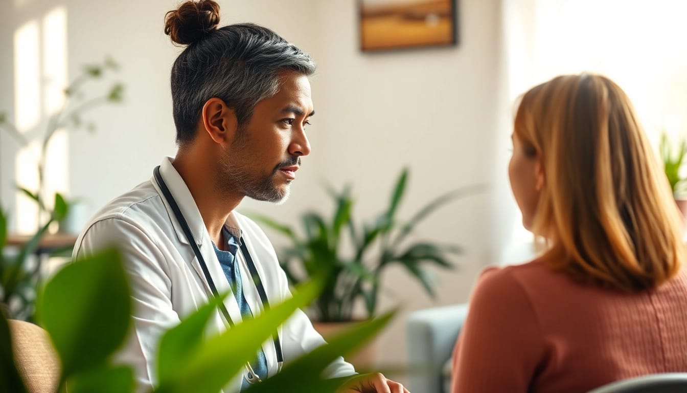 Engage in personalized psychiatry care India with a compassionate psychiatrist in a tranquil consultation room.