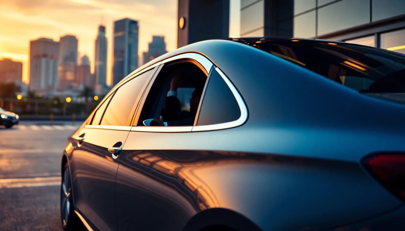 Experience top-tier Chauffeur Hire service with a professional chauffeur opening a luxury sedan door.