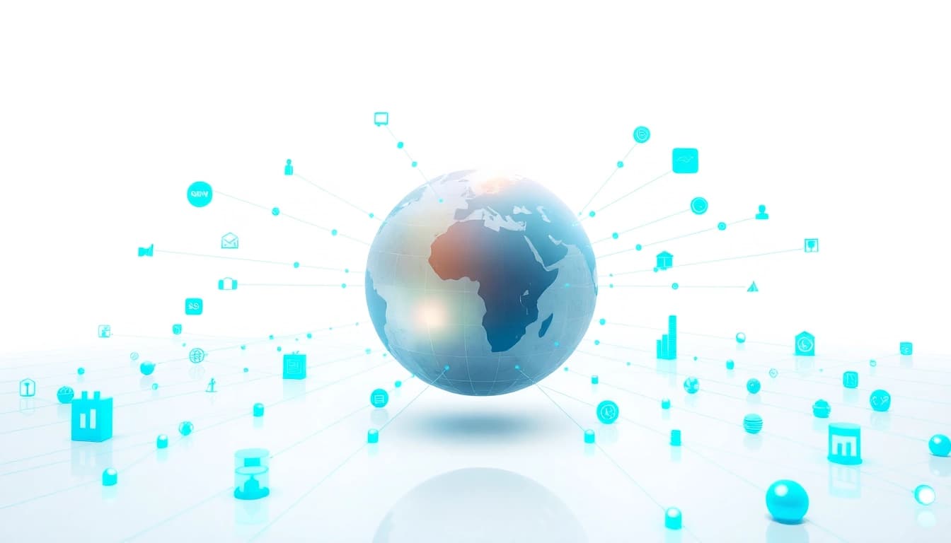 Visualize information connectivity through a globe, representing knowledge expansion.