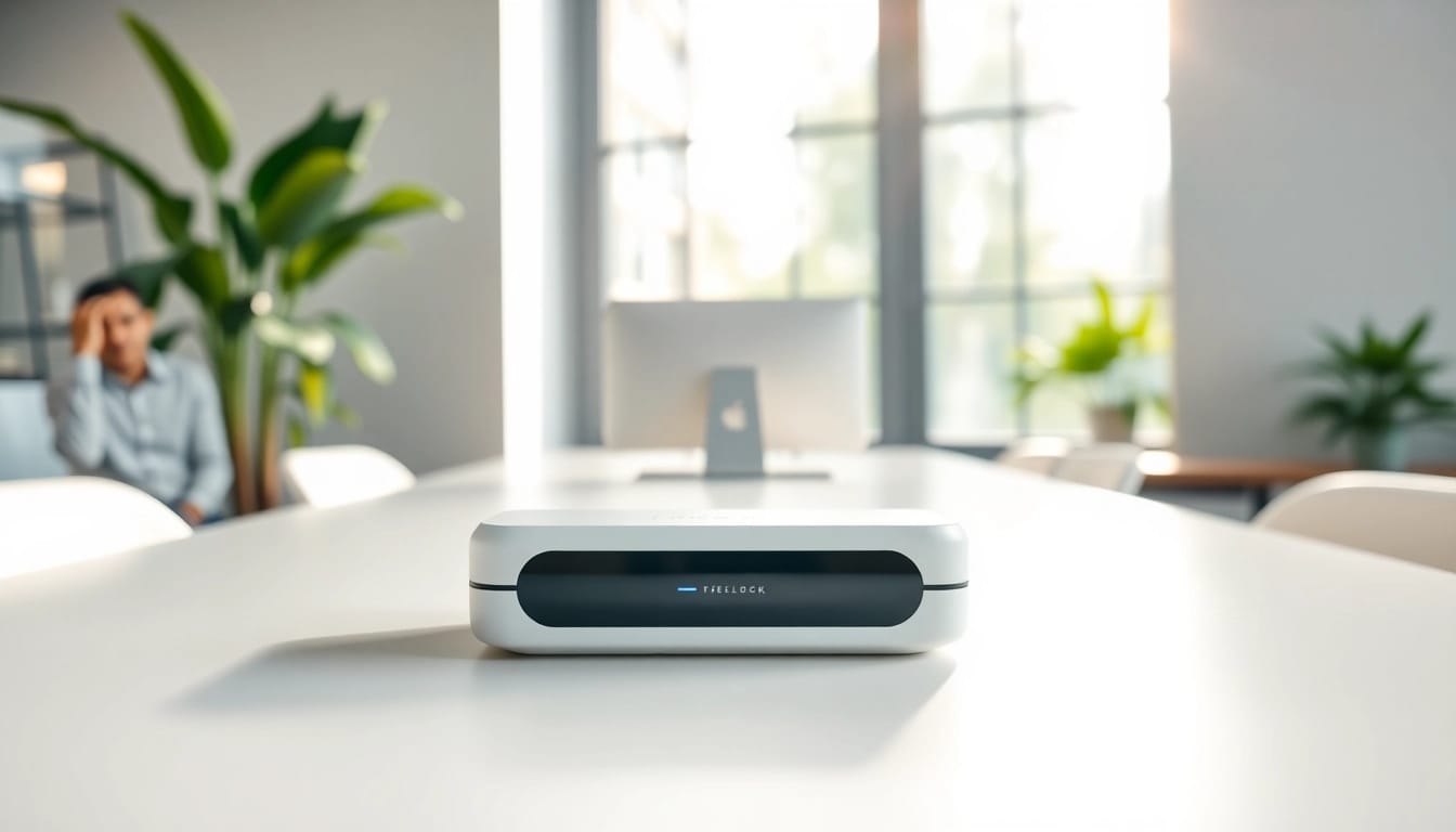 Freelock Produkt im modernen Arbeitsplatz präsentiert, mit einem ansprechenden Design und einladender Atmosphäre.