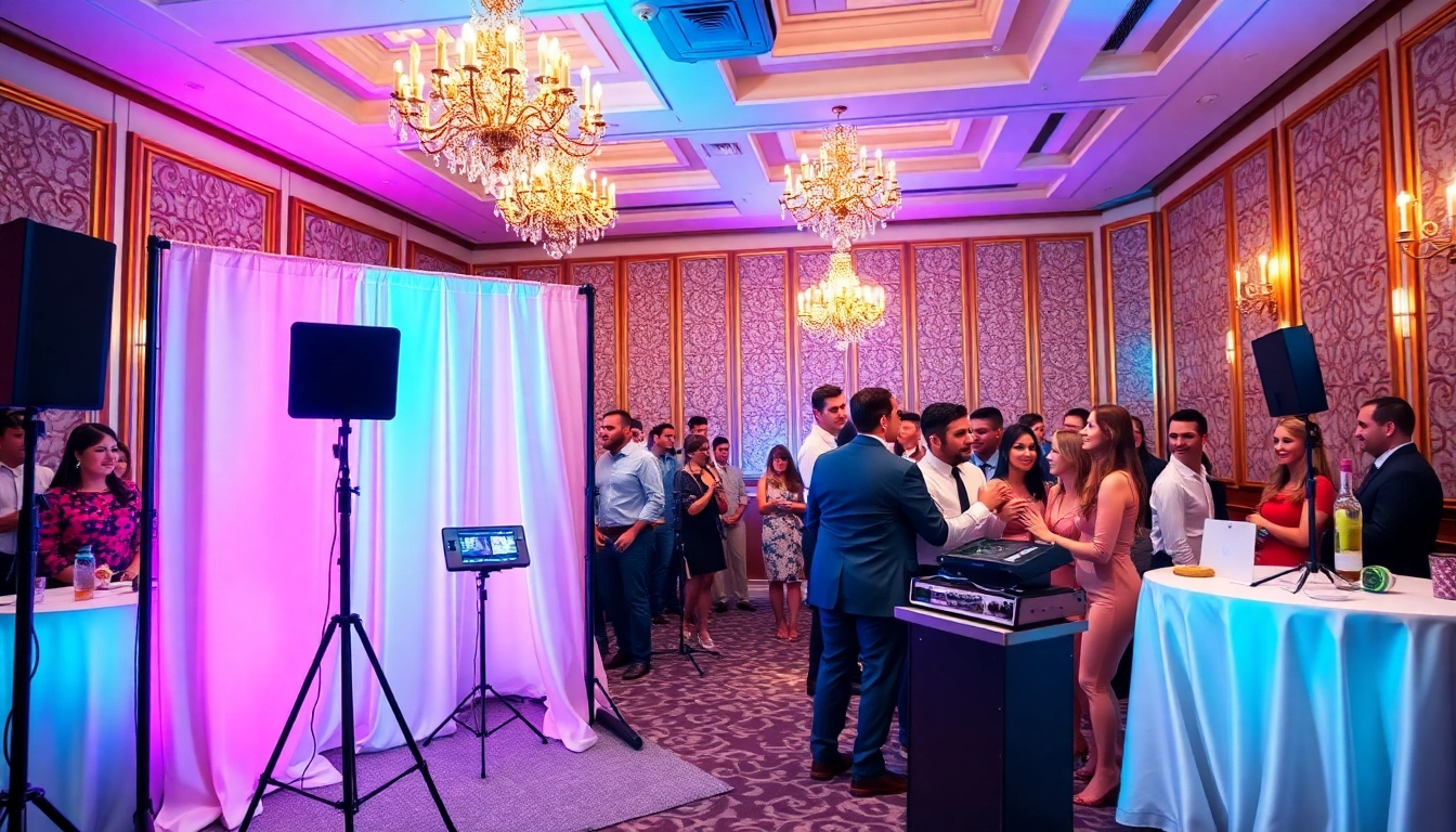 Enjoying a vibrant photo booth chicago with colorful props and decor during an event.