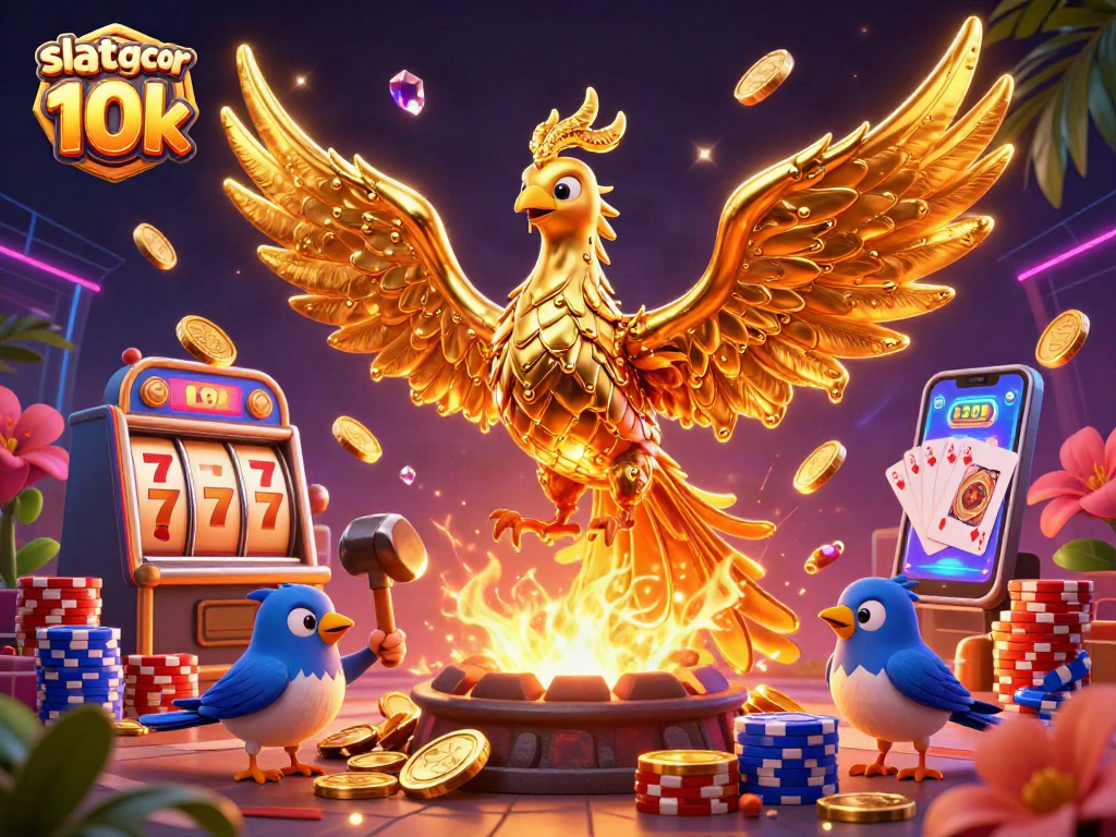 Experience the thrill of slot gacor 10k with a vibrant 3D phoenix and jackpot features.