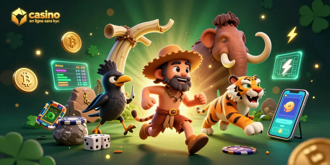 Jouer au casino en ligne sans KYC avec des personnages préhistoriques et des éléments de jeu captivants.