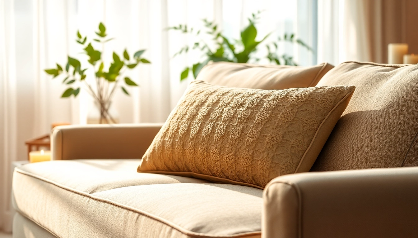 Akupressurkissen auf einem Sofa mit beruhigenden Elementen, die Entspannung fördern.