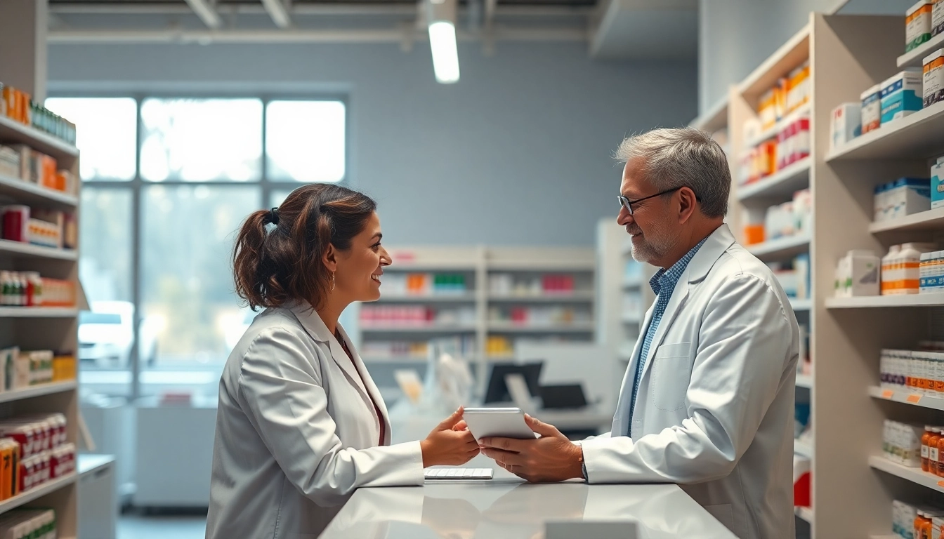 Assistants at an online pharmacy help customers with medication information.