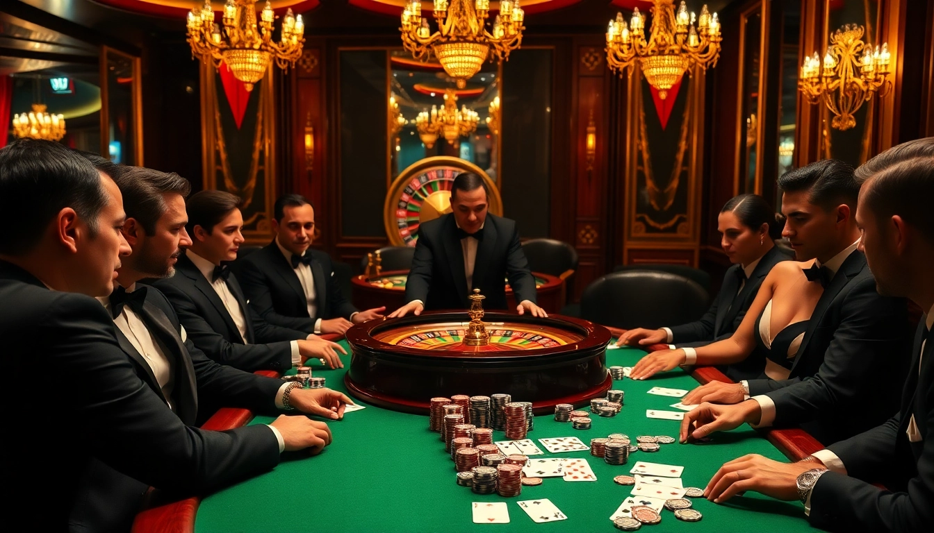 Atmosphère de jeu excitante au meilleur casino en ligne avec des jetons de poker et une roue de roulette.