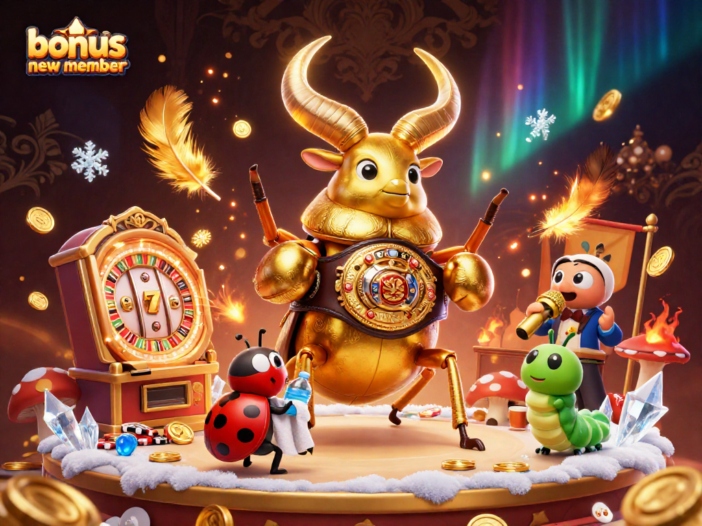 Engage in exciting gaming with bonus new member offers at the casino, featuring dynamic 3D elements.