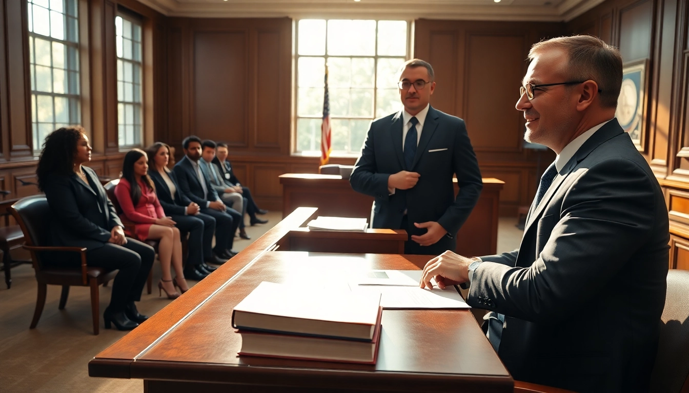 Engaged Manassas Personal Injury Lawyer presenting confidently in a courtroom.