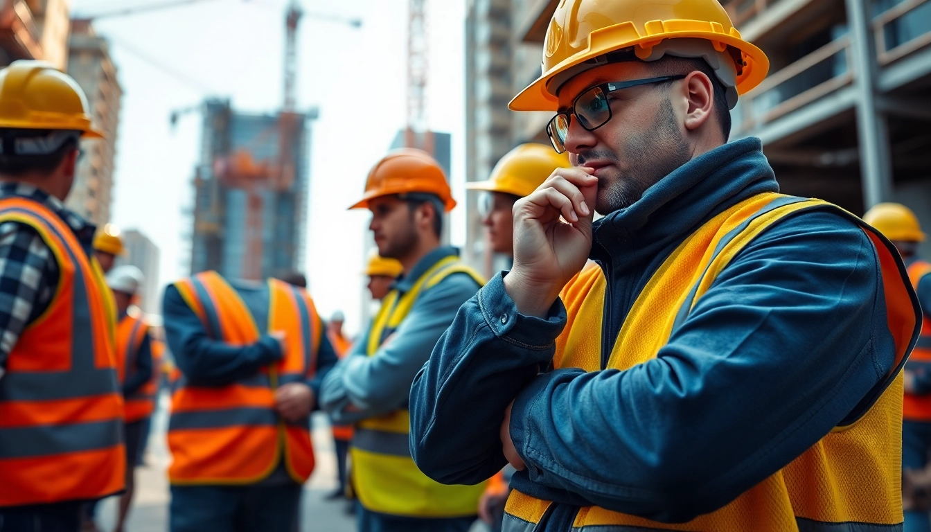 Construction site safety practices shown by workers ensuring safety measures.
