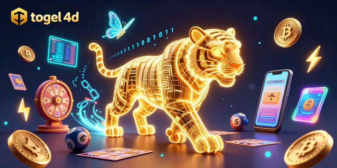 Experience thrilling gaming with togel 4d as a neon tigers prowls amidst dynamic lottery elements in a vibrant digital casino.