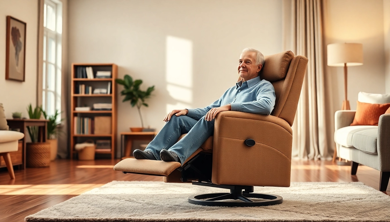 Elevate comfort with a lift chair for tall man in a modern living room.
