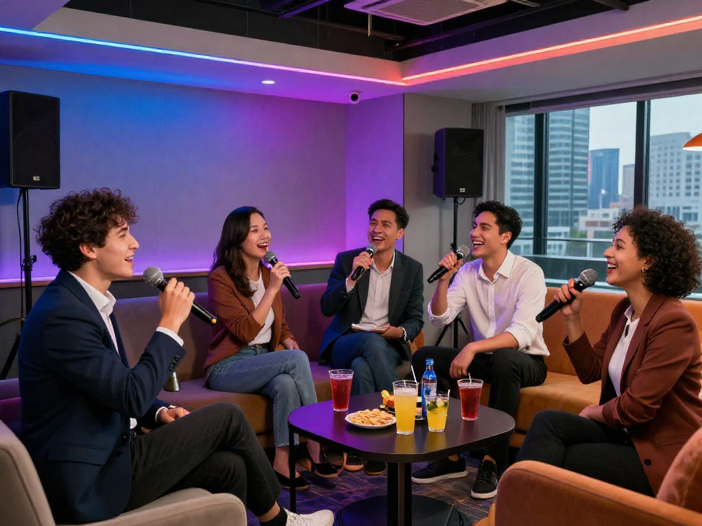 강남 타이밍에서 비즈니스 미팅 후 도파민 가라오케를 즐기는 모습