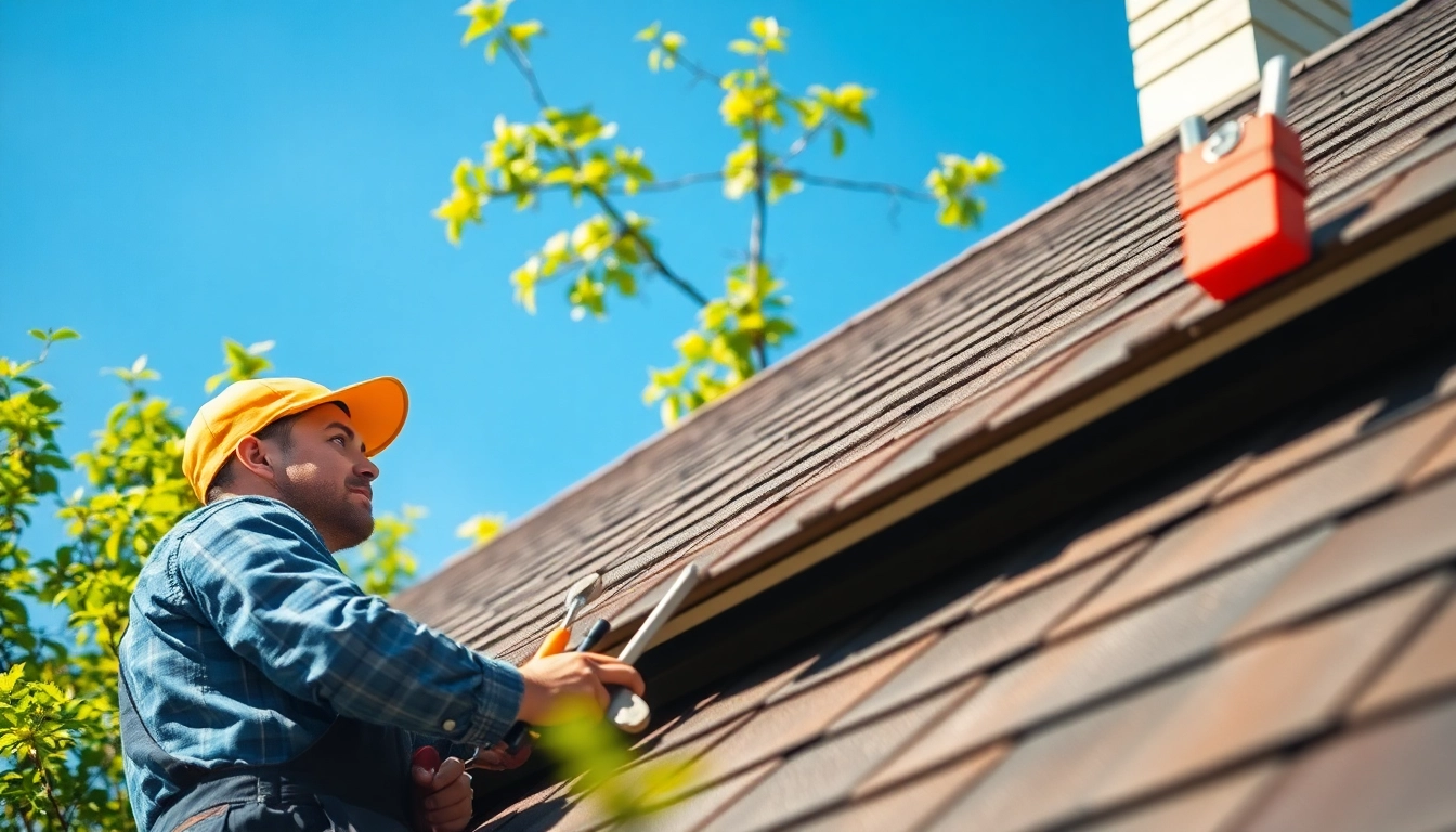 Roof repair inspection by a technician showcasing expertise and attention to detail.