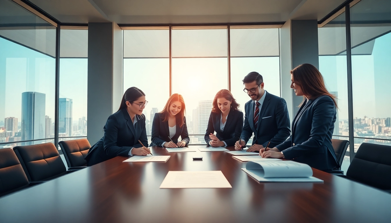 Engaged USA attorneys collaborating in a bright, modern office setting, showcasing teamwork.