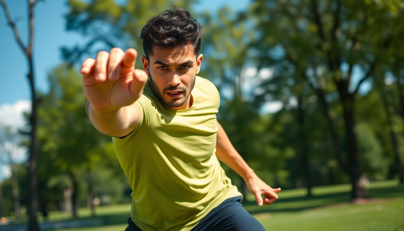 Showcasing agility through dynamic athletic movements in a vibrant park setting.
