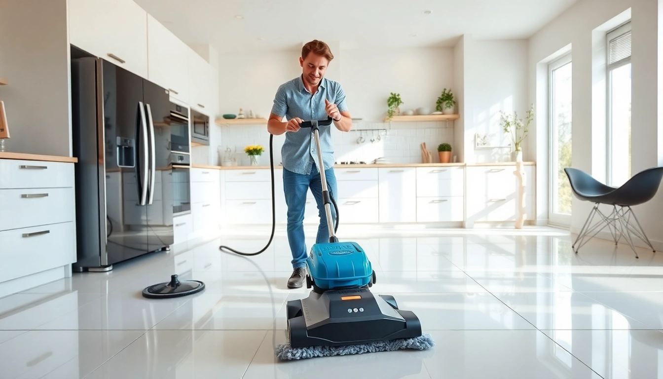 Find tile cleaners near me transforming a modern kitchen with sparkling tiles.