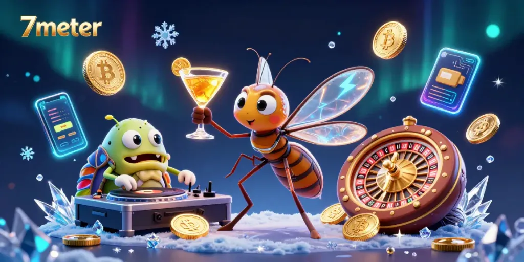 Experience the thrill of 7meter at a vibrant casino with unique characters and sparkling elements.