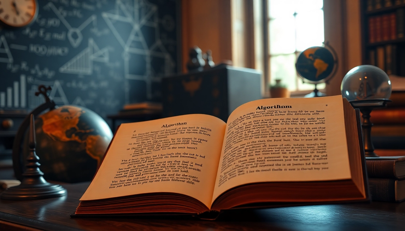 Illustration representing algorithm etymology with historical insights in a scholarly setting.